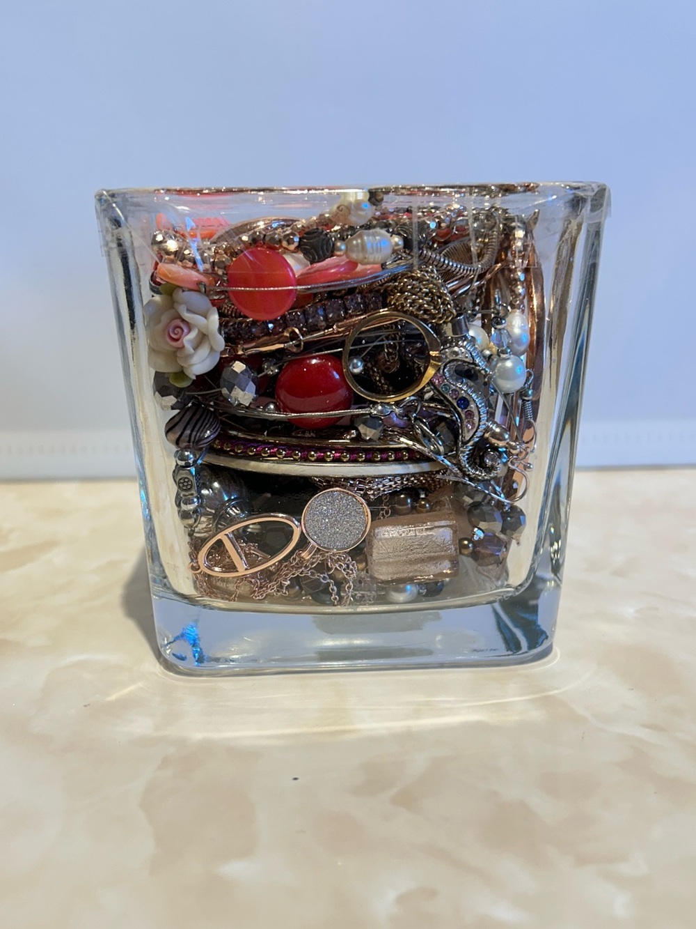 Mystery Jewelry Jar Rose Gold Tones